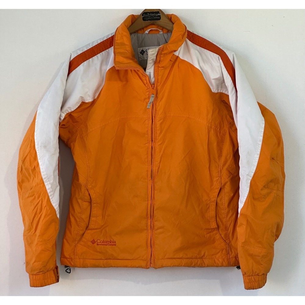 Columbia Windbreaker Jacket Colorblock‎ Womens M Orange Good